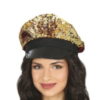 Gorra de lentejuelas con visera