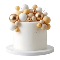 Topper para tarta de bolas amarillas, doradas y blancas - 32 unidades